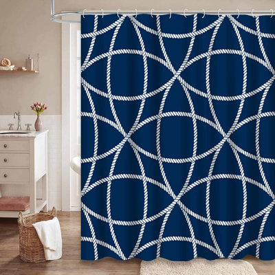 Rideau de douche bleu marine à 12 crochets