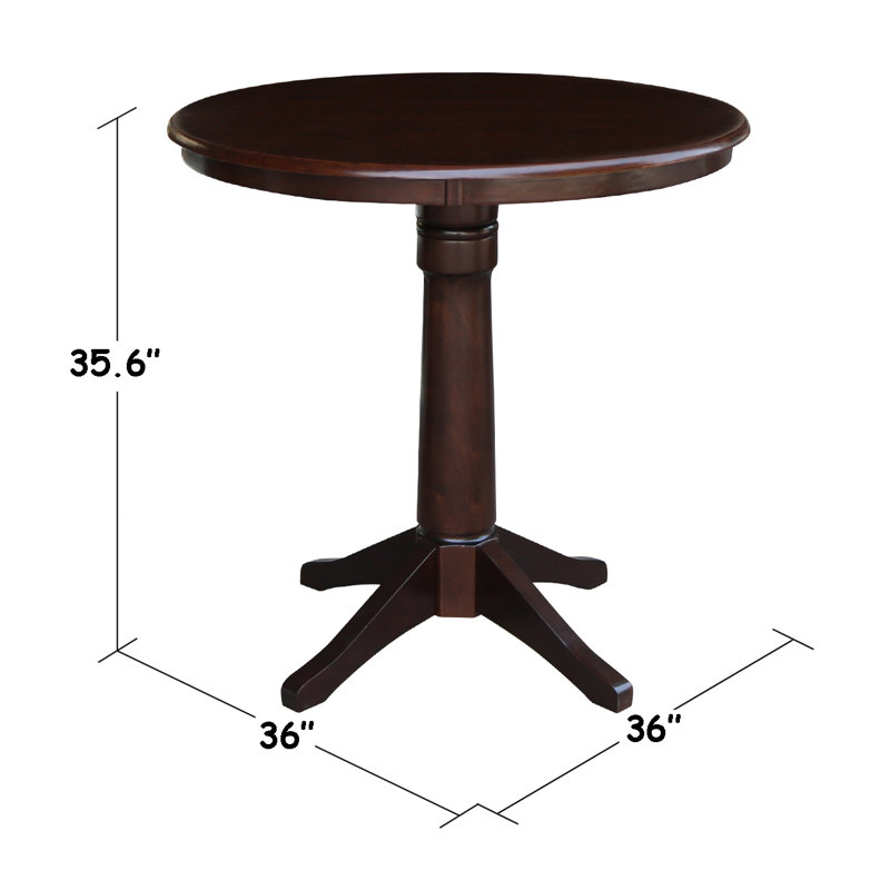 Gianluka Counter Height Solid Wood Dining Table, Rich Mocha, 35.9" H x 36" L x 36" W