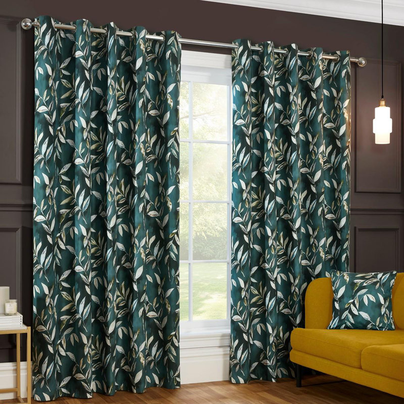 Blackout Curtain Panel Pair, Green, 116.84cm Width x 182.88cm Drop