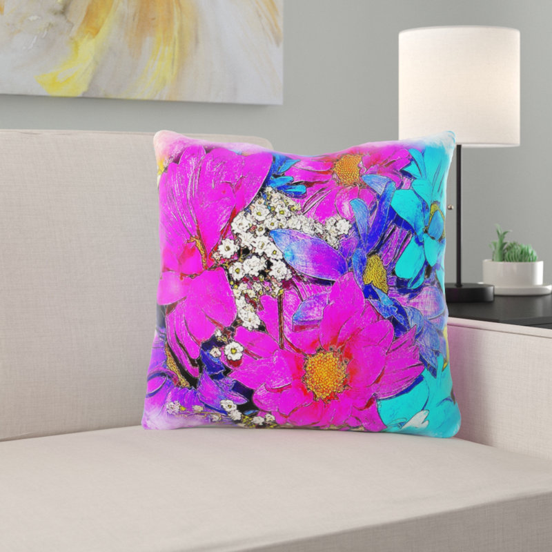 Coussin Flowers, Microsuède, Intérieur