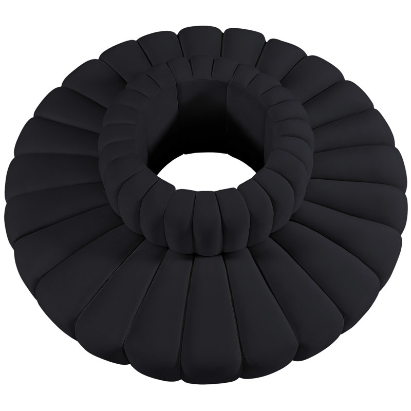 Hite Upholstered Curved Sectional Reversible, Black Velvet