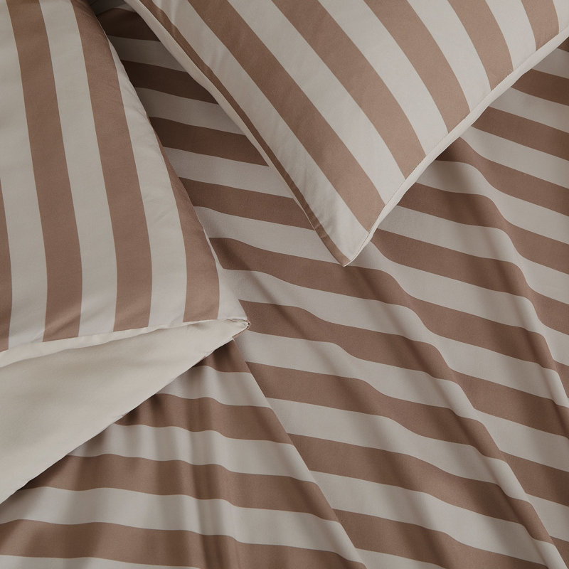 Truly Soft Weston Stripe Microfiber Duvet Sets, Brown Striped, Queen Duvet Cover + 2 Standard Shams