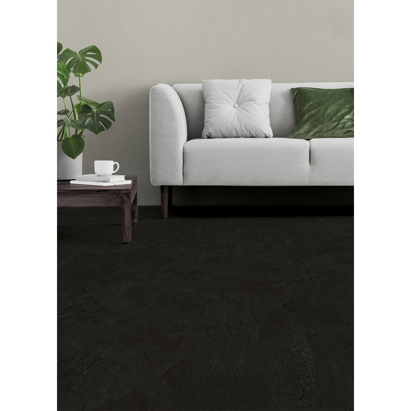 Slater Charcoal Peel and Stick Floor Tiles, Black
