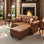 Canapé Chesterfield en similicuir de 63 pouces avec capitonnage à boutons, garniture cloutée, accoudoirs roulés et deux coussins décoratifs pour un confort intemporel et une élégance moderne.