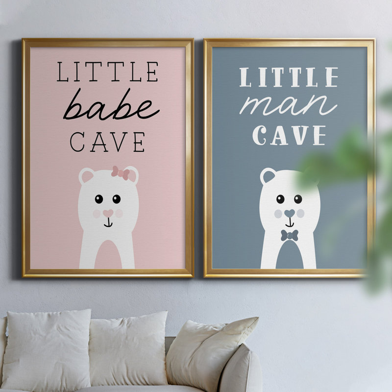 «Little Babe Cave», ensemble de 2 impressions, Pas de tapis, H 22,5 po x l 61 po x P 1,5 po, Toile encadrée dorée