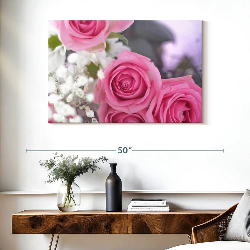Harnek en fleurs rose clair, H 26 po x l 39 po