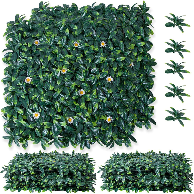 12 pièces 20 po x 20 po artificiel en bois de buis avec panneaux de plantes