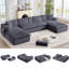 Canapé modulaire surdimensionné de 149 po avec siège profond 149 po, canapé modulaire en U 7 en 1, sans assemblage-811075303