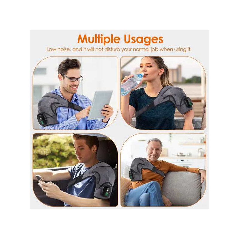 45-75 Heated Shoulder Massager Pain Relief Shoulder Massager With 3 Heating Levels 3 Vibration Modes USB Rechargeable Auto-Off Universal Fit Gift For Parents Friends