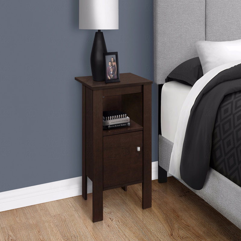 Table d'appoint, table d'appoint, table de bout, table de chevet, lampe, stratifié brun avec rangement, transitionnel