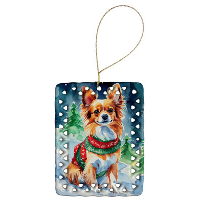 Papillon Christmas Porcelain Ornament