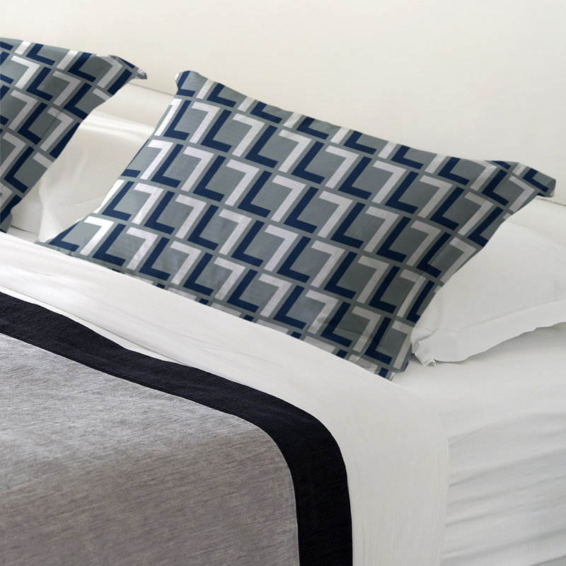 Taie décorative de luxe Dallas, polyester, Standard / simple, double / double, grand, Bleu / blanc / argent