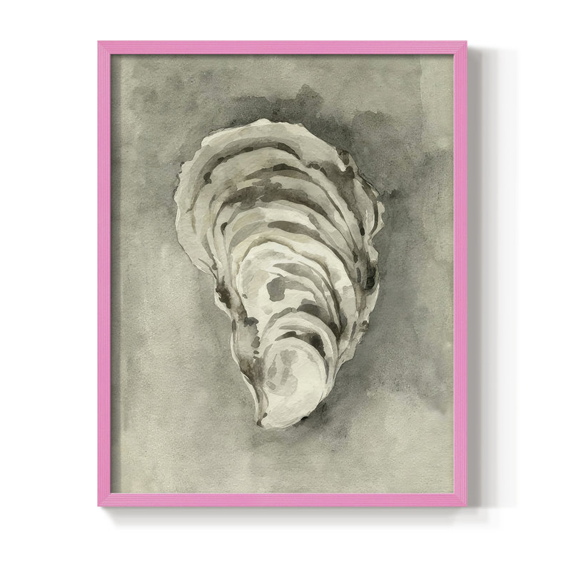 «Neutral Oyster Shell II», reproduction encadrée - bois massif, Rose, H 11 po x l 9 po