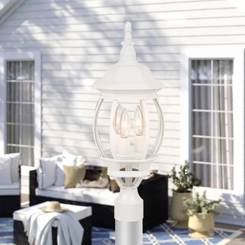 3-Light 21.6" H Hardwired Transparent Pier Mount Light, White