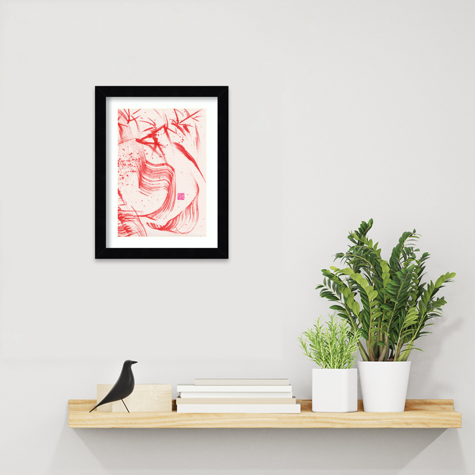 Lemma "Zen Bamboo Ink Abstraction 2" Print, Black, 13" H x 10" W