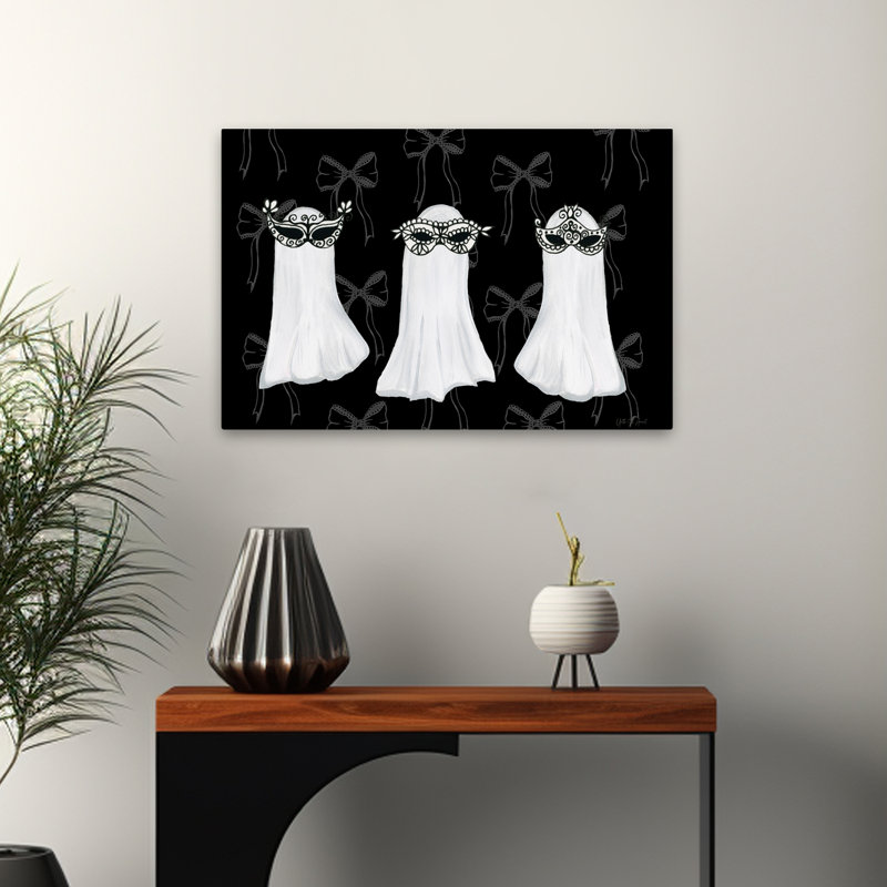 Masquerade fantômes - art féminin d'Halloween fantôme noir, H 16 po x l 24 po
