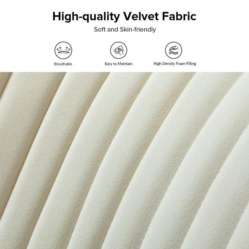 Euclid 26" Wide Tufted Velvet Accent Side Chair, Ivory Velvet