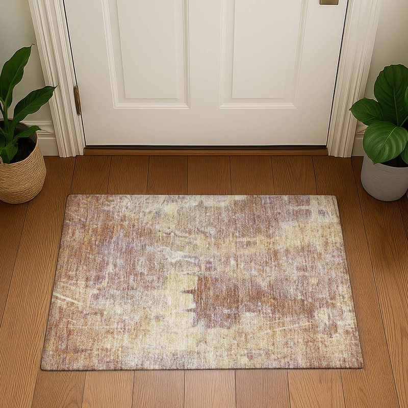 Premium Machine Washable Mayfield AMF2226 Abstract Rug, 1'8" x 2'6", Terracotta