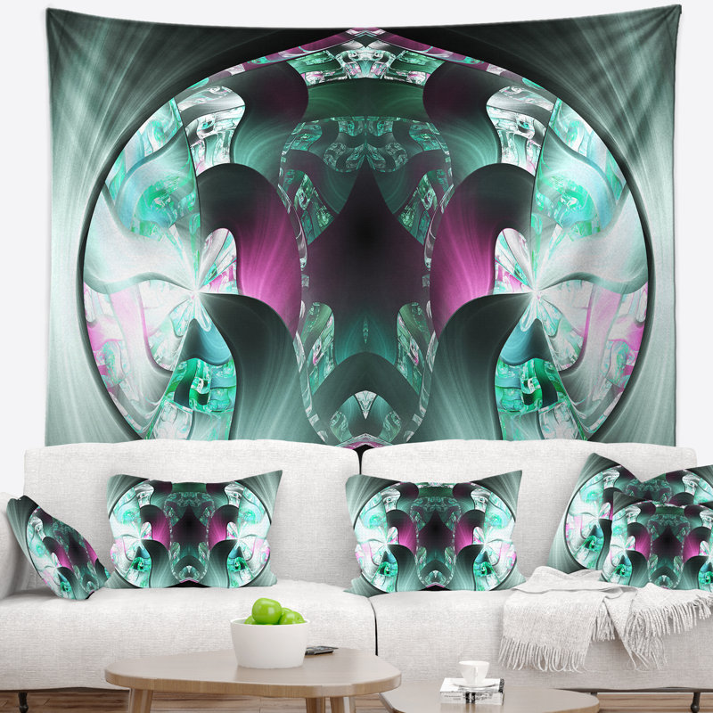 Capsule grise abstraite dans un tapisserie plasma, H 32 po x l 39 po