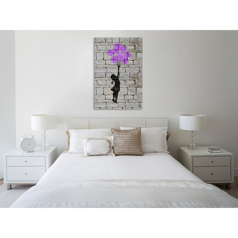 «Flying Balloon Girl On Brick Wall», toile tendue par Banksy, H 18 po x l 12 po x P 1,5 po