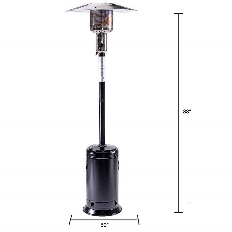Chauffe-terrasse d'extérieur au propane avec roues portatives 47, Noir