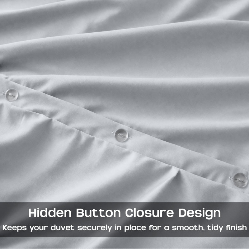 Pintuck Duvet Cover Set with Pillowcases – Soft Microfiber, Textured Quilt Cover, All-Season Comfort, Super King, Silver