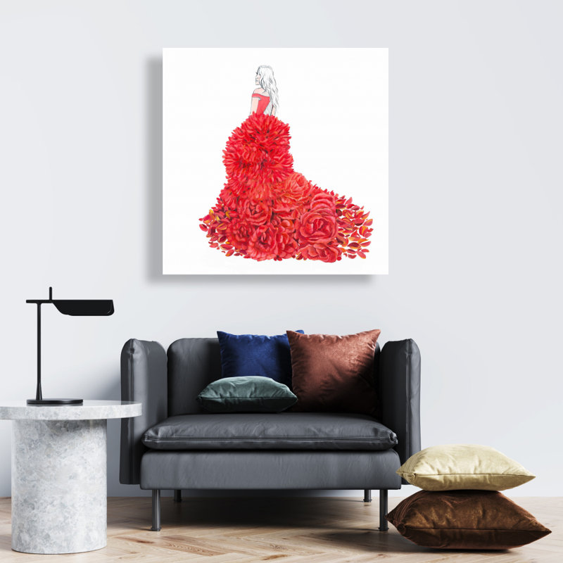 Art floral sur toile rouge