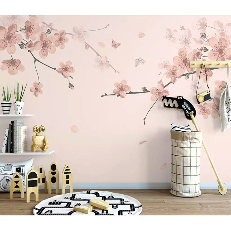 Papier peint texturé amovible fleur de cerisier Sakura, l 204 po x L 114 po