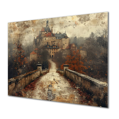 «Beige Orange Autumn Rustic Chateau In Europe I - Chateaus, art mural