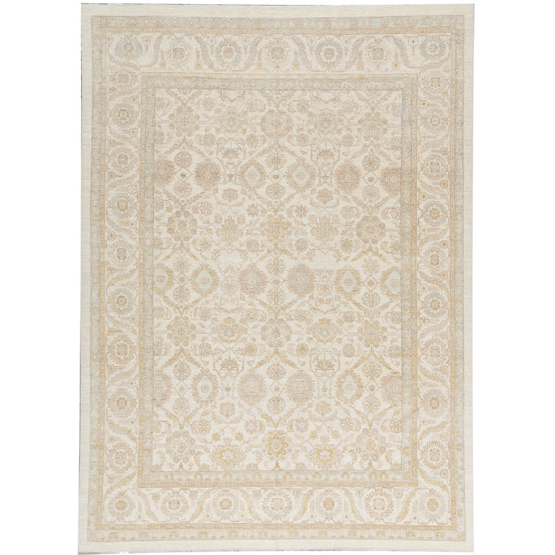 Tapis beige noué à la main de haute qualité