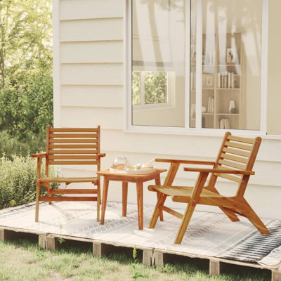 Corrigan Studio Garden Dining Set Solid Acacia Wood, 2 Chair, 1 Table