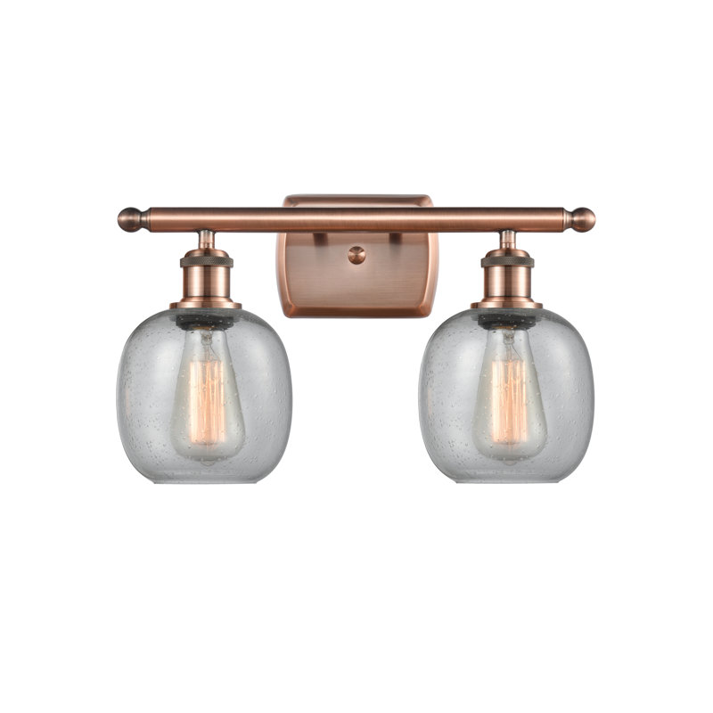 Éclairage de salle de bain à intensité variable 2 lumières Carlucci, Ampoule incandescente rétro de 60 watts, Cuivre antique