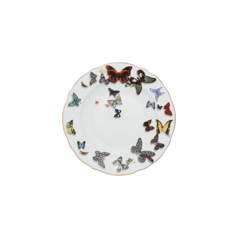 Handcrafted Butterfly Parade Porcelain Appetizer Plates, Set of 4