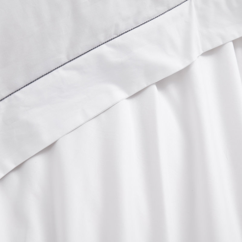 Sassi Di Matera Cotton Duvet Cover, White Italian Stitch Gray