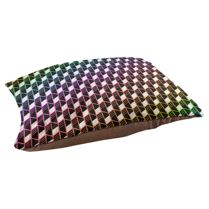 Coussin pour chien Byrge, Très grand (l 52 po x P 42 po x H 17 po), Orange / olive / rose