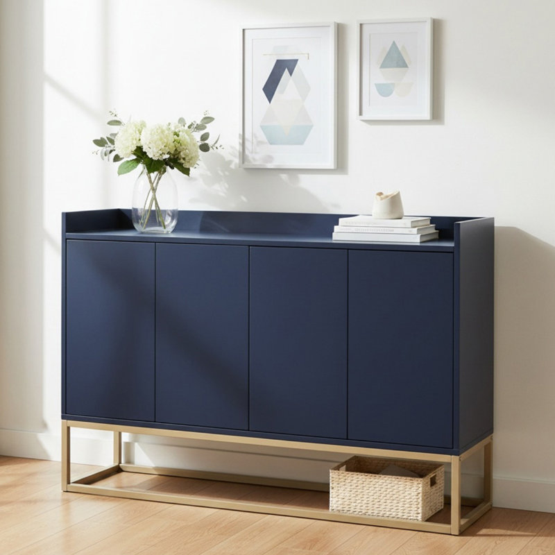 Modern 47.21" Sideboard Elegant Buffet Cabinet with Large Storage Space for Dining Room, Entryway, Navy Blue
