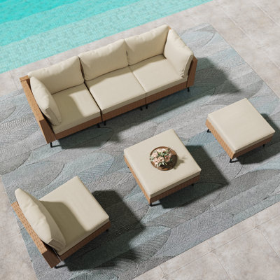 Gurshawn Wicker Sectional Seating Group with Cushions