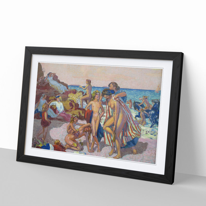 Bacchus and Ariadne by Maurice Denis - Picture Frame Painting, Black Framed, 27cm H x 36cm W x 2cm D