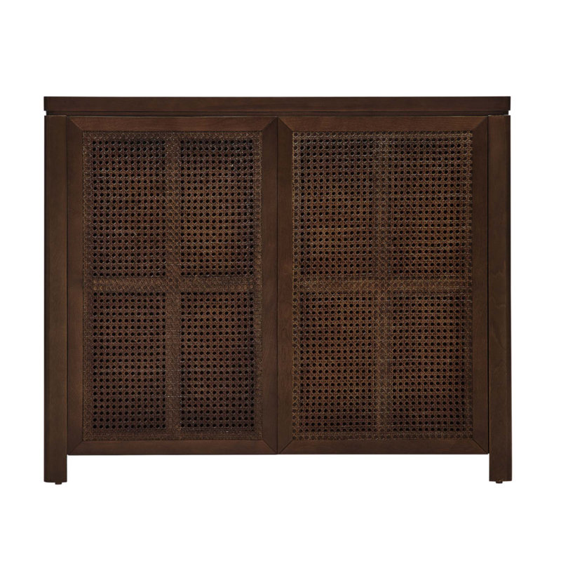 Buffet 39,4 "Mid Century Modern Rattan Buffet, Noyer