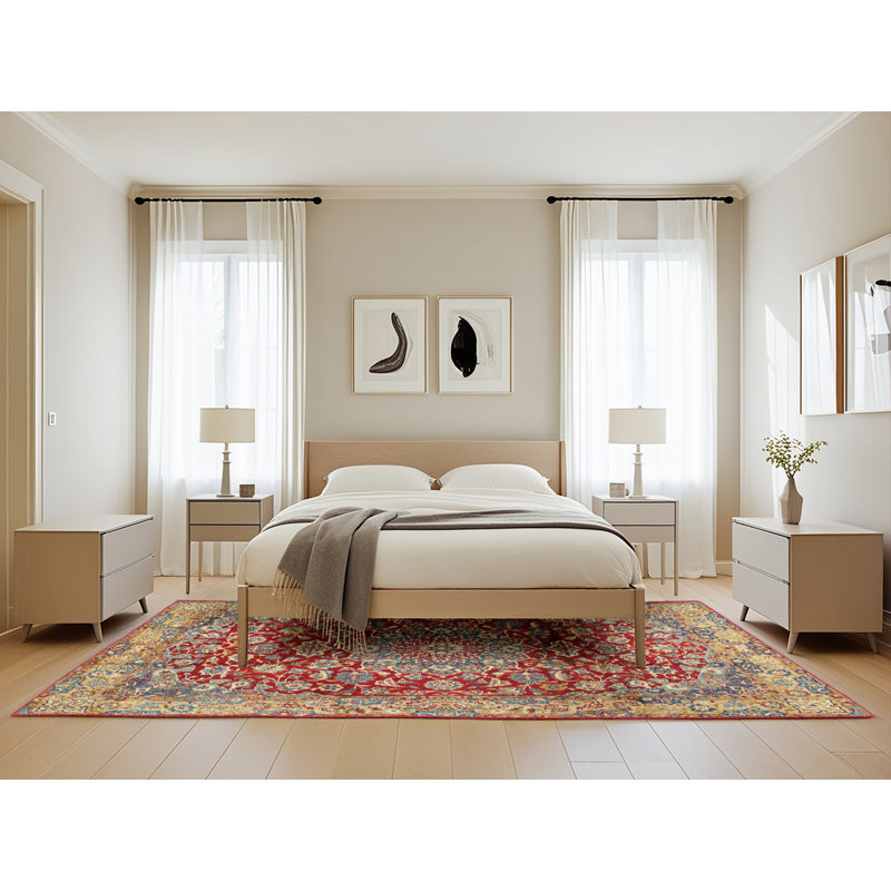Tapis de style oriental rouge, Rectangle 5 pi x 8 pi