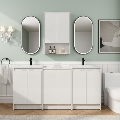 Ensemble de meuble-lavabo à double cuve 72 "avec armoire à pharmacie