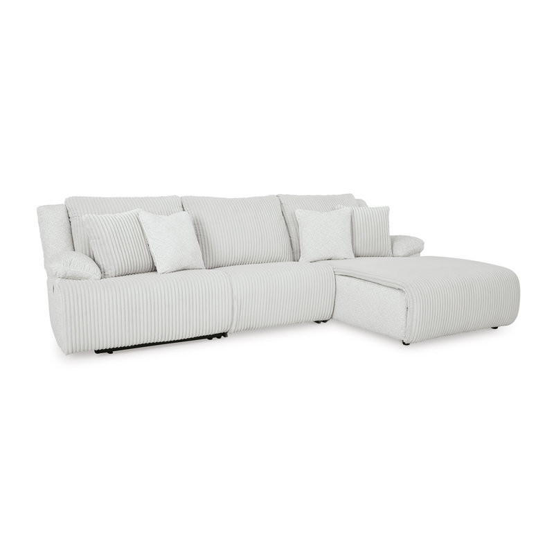 Matherly 3-Piece Sectional Sofa Chaise, Right Hand Facing, White Polyester