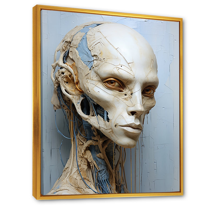 Minimalisme «Aliens Skull I», impressions sur toile Aliens, Cadre flottant doré, H 44 po x l 34 po x P 1,5 po
