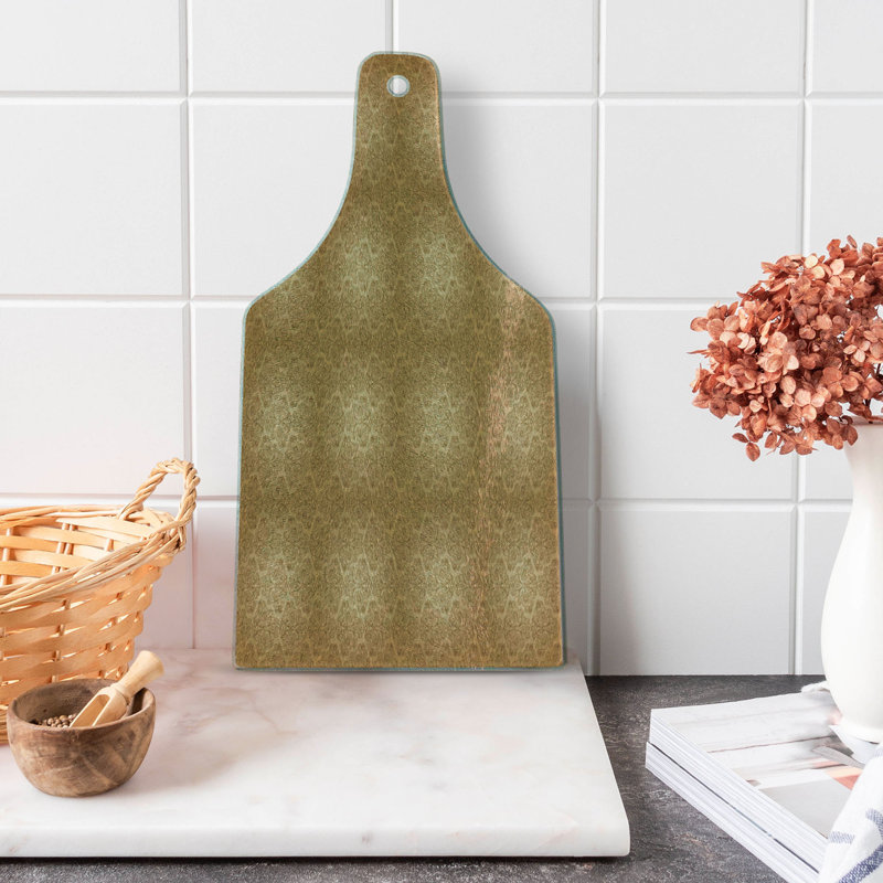 Ambesonne, planche à découper abstraite en verre trempé floral rétro, brun clair