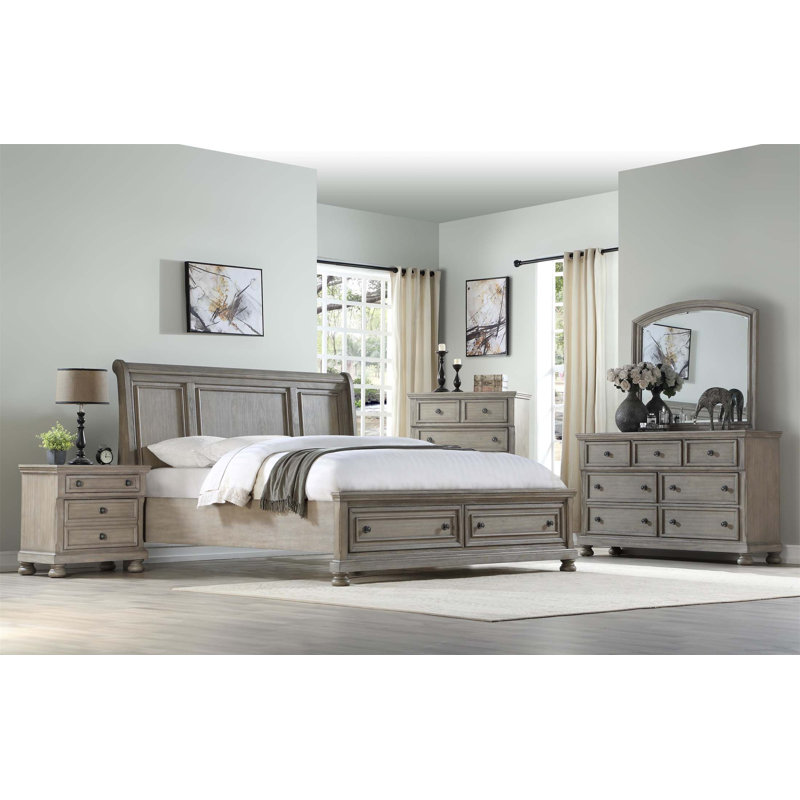 Commode 5 tiroirs avec finition gris antique, conception transitionnelle pour une solution de rangement élégante et fonctionnelle