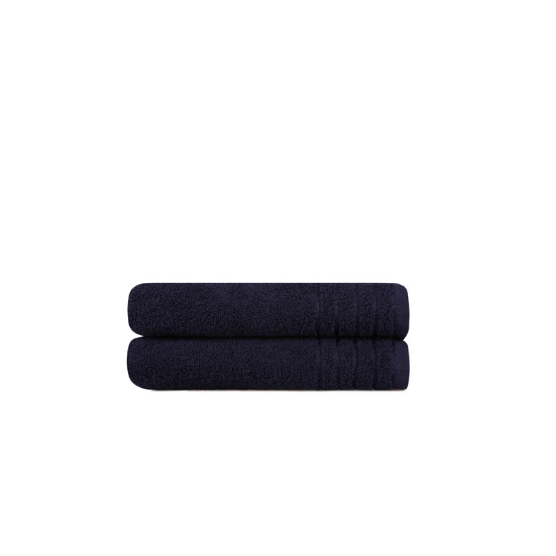 2 Piece 100% Cotton Hand Towel Set, Dark Blue