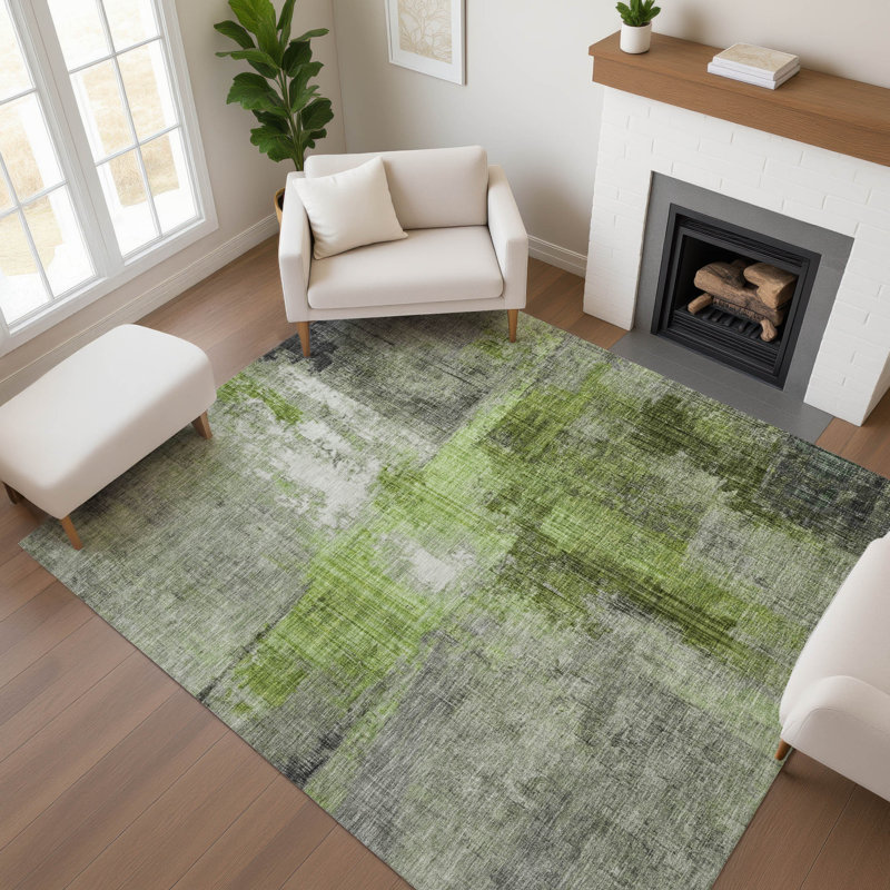 Tapis moderne de qualité supérieure lavable à la machine Bucz AMF1759, Rectangle 10 pi x 14 pi