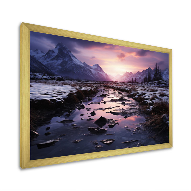 Alaska, crépuscule arctique sur toile, H 30 po x l 40 po x P 1,5 po, Encadrement doré