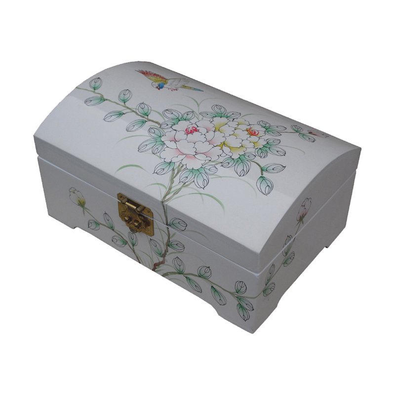 Wood Jewellery Box + Locking, White