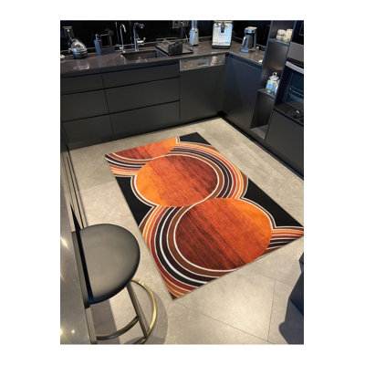 Colorful Round Woven Base Machine Washable Rug